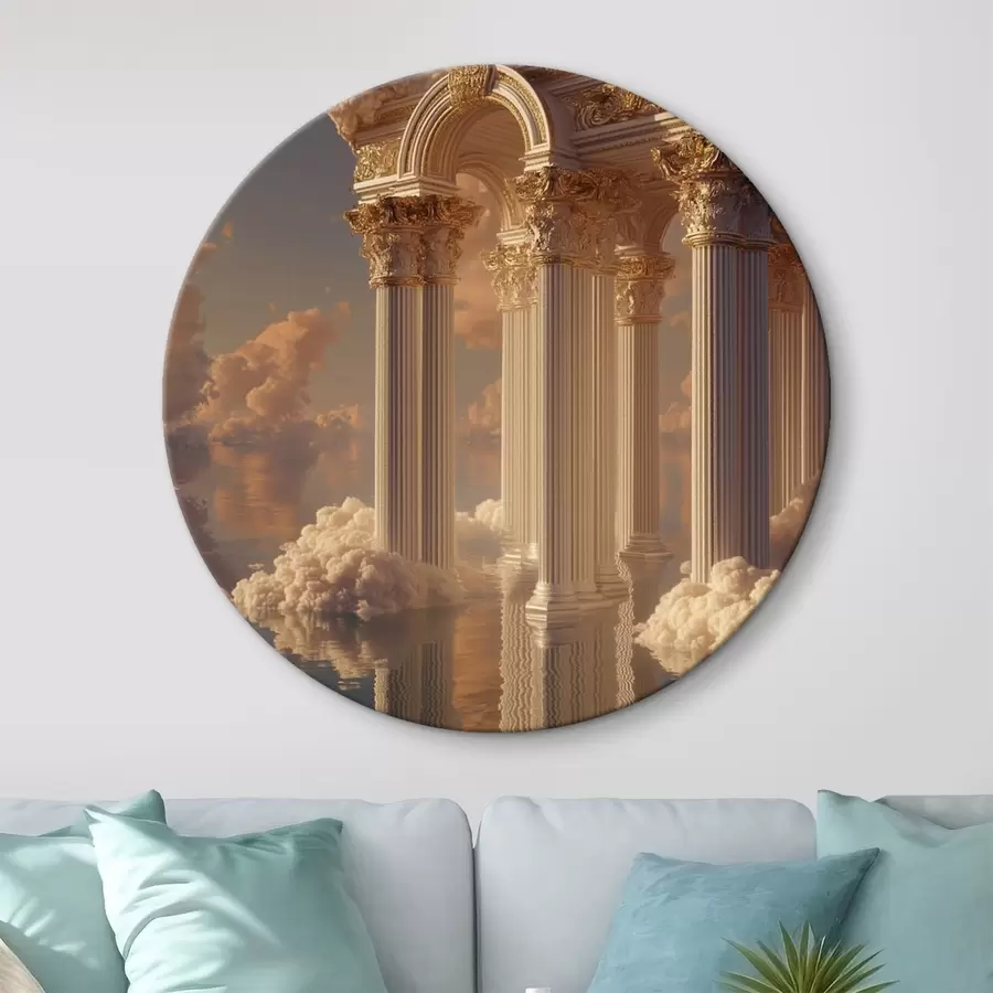  Schilderijen Kolommen in de wolken, reflecties op het water r45881