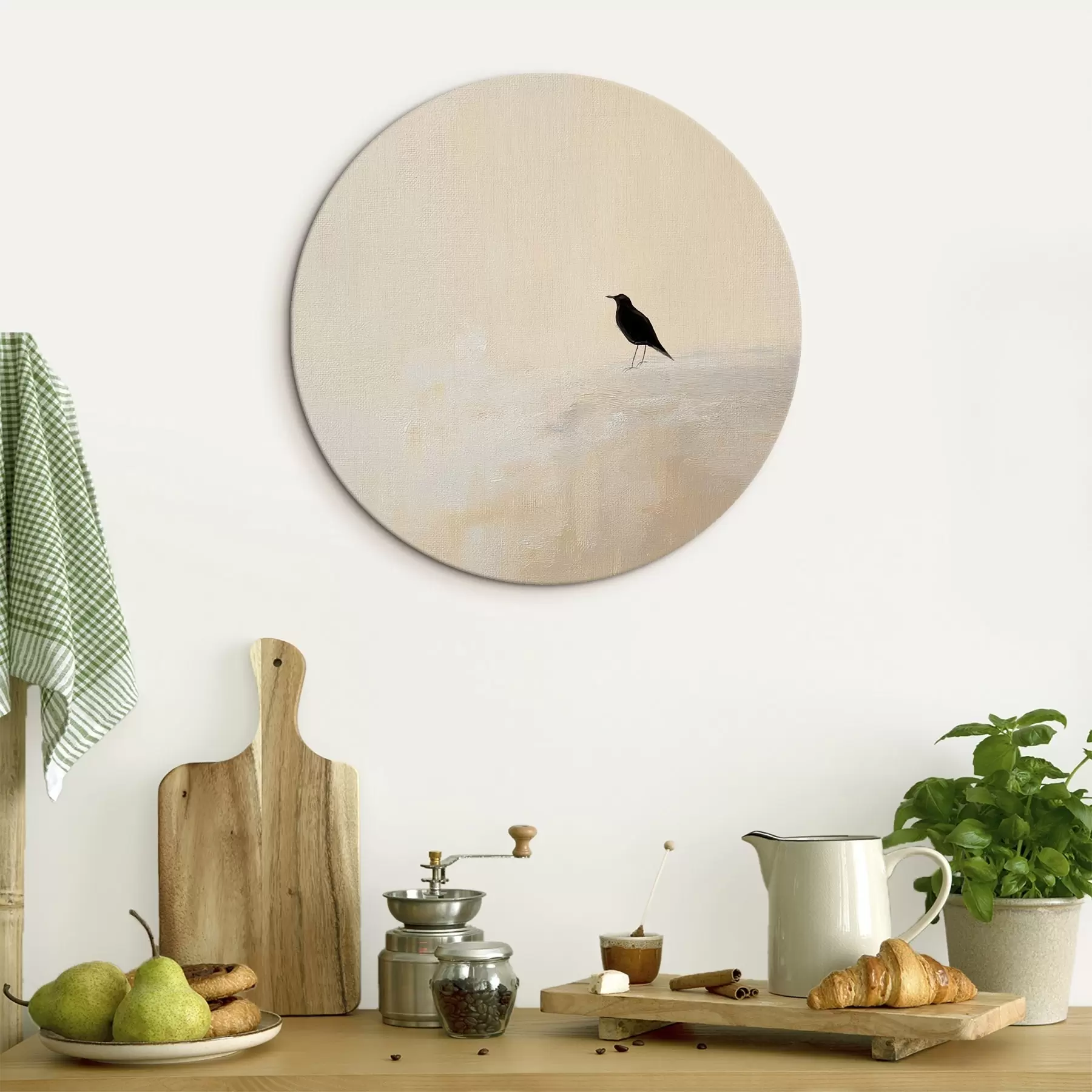  Schilderijen Eenzame vogel op een warme beige achtergrond r45882