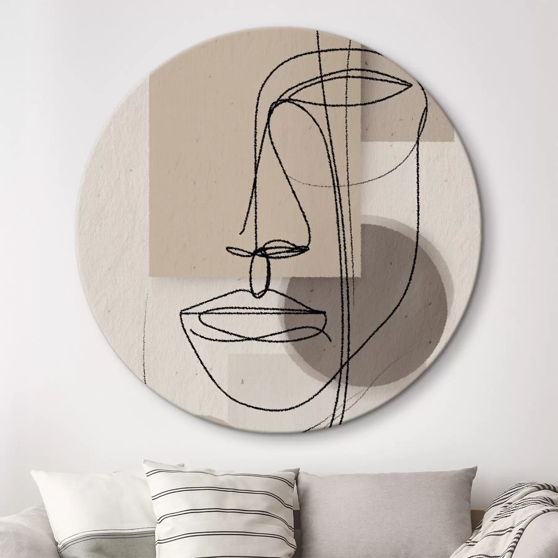  Peintures Portrait en ligne sur des formes géométriques beiges r45886