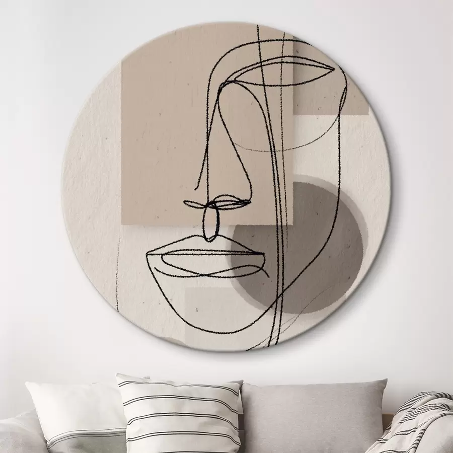  Schilderijen Lijnportret boven beige geometrische vormen r45886