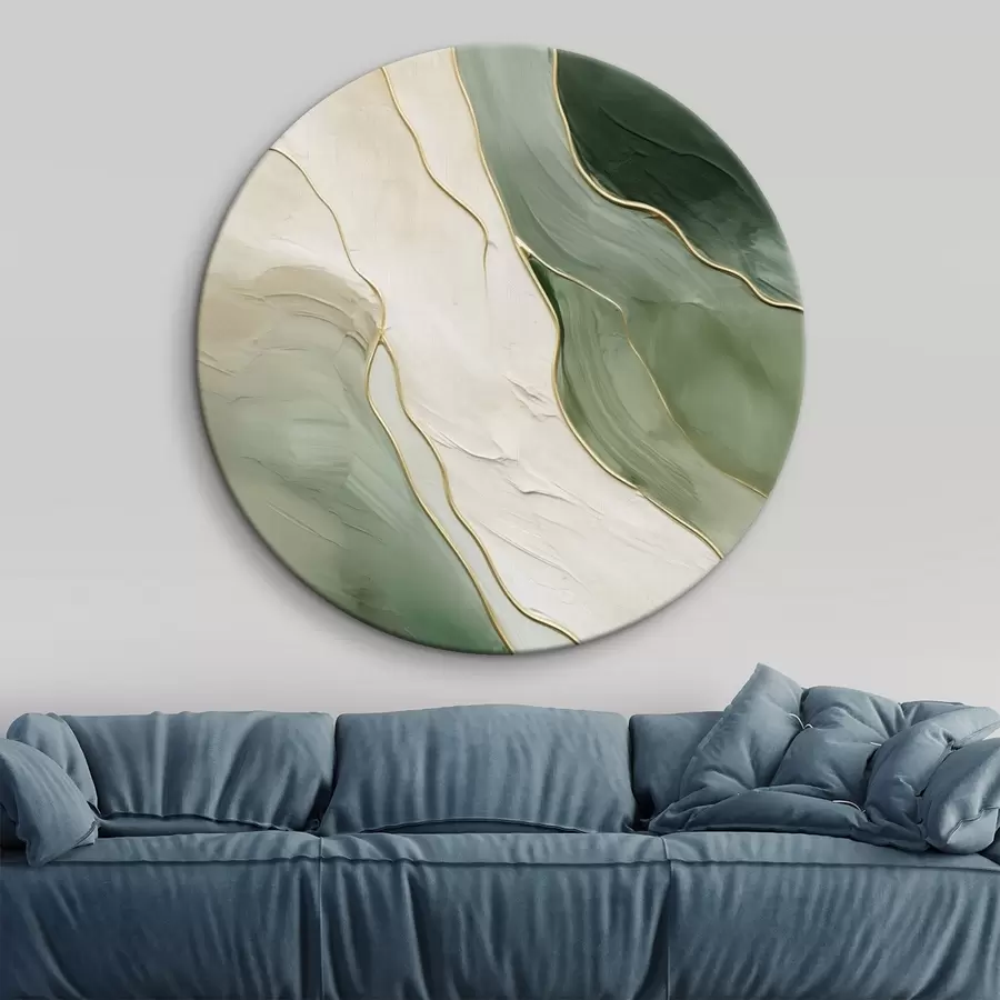  Peintures Abstraction émeraude avec de fines lignes jaunes r45888