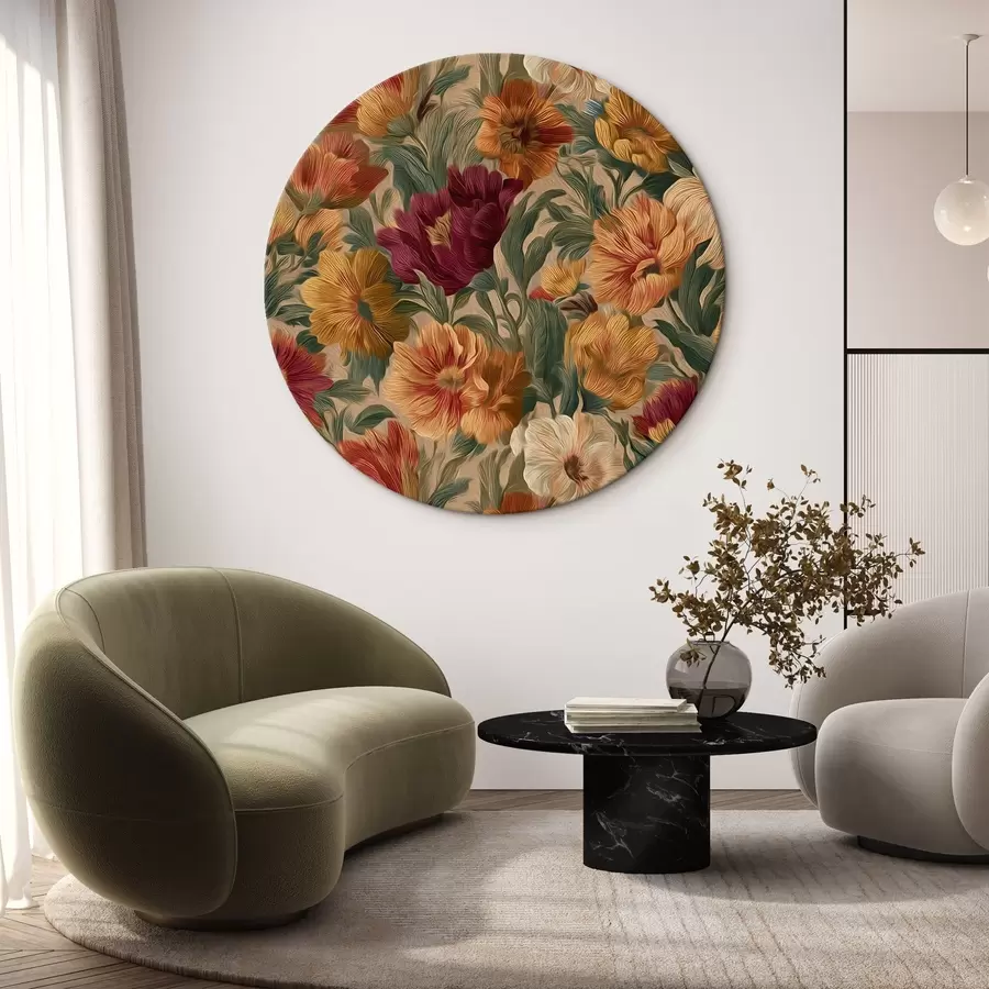  Peintures Motif floral vintage dans une palette de couleurs chaudes r45896