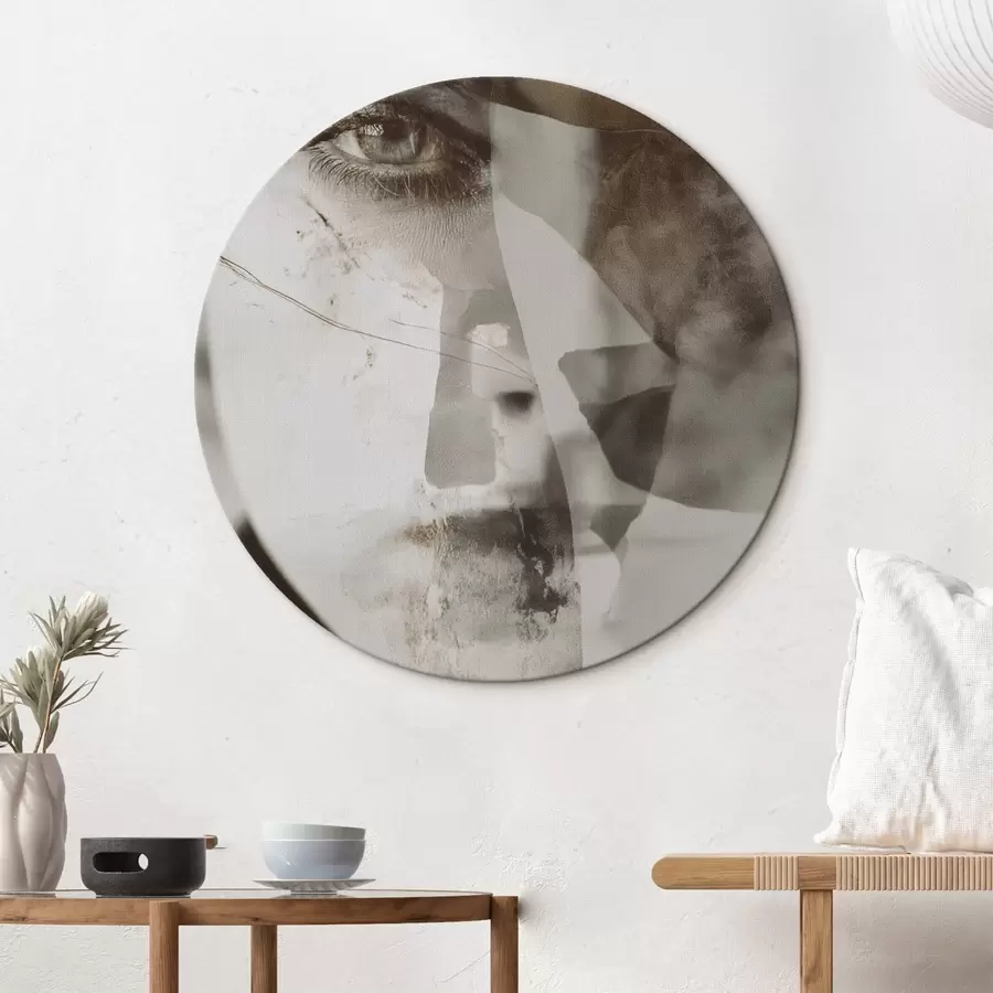  Peintures Portrait abstrait en sépia, textures et taches r45897