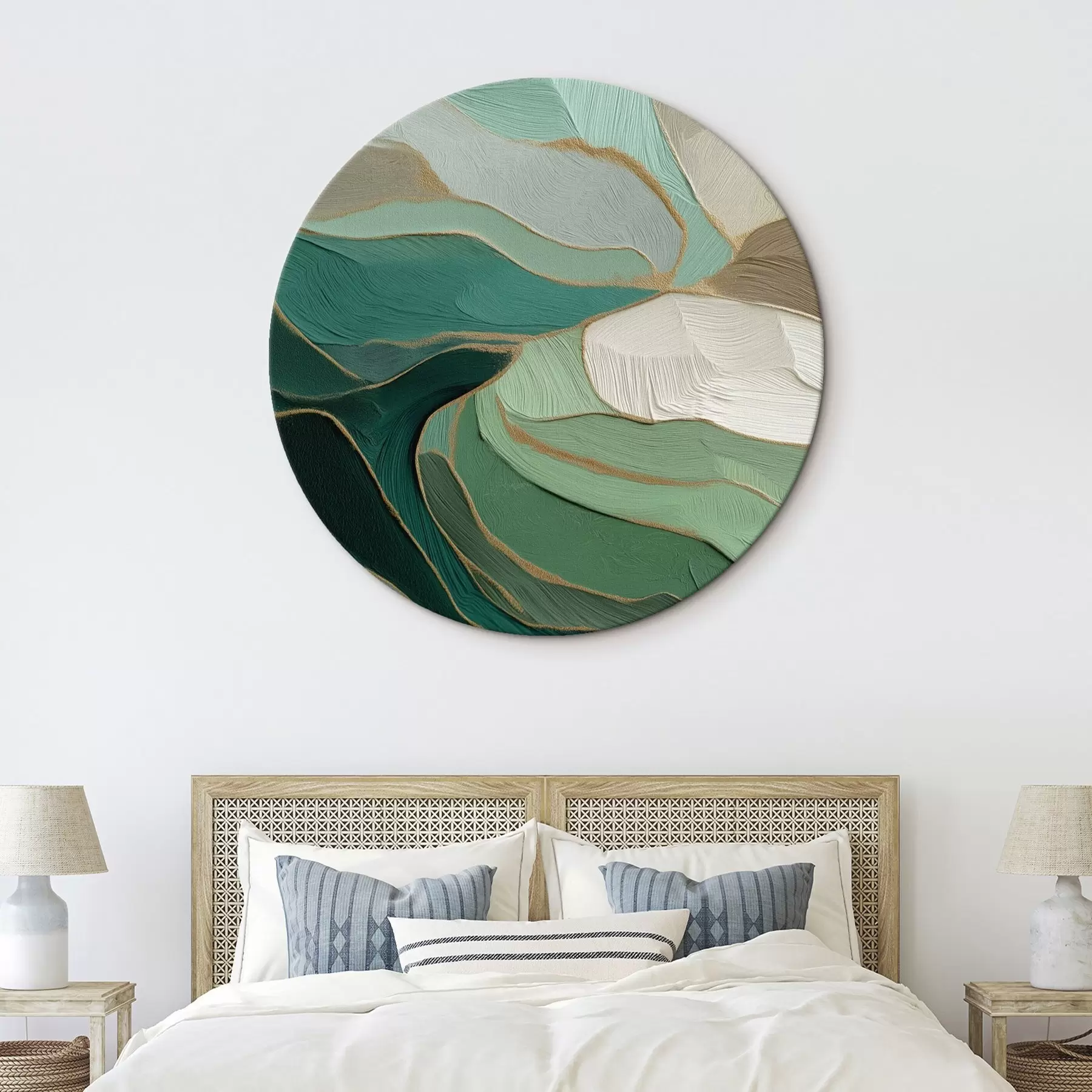  Schilderijen Saliegroene abstractie met een gele omtrek r45901