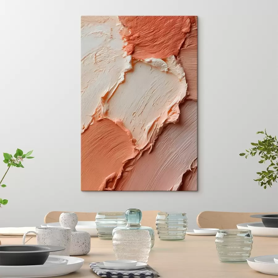  Peintures Couches texturées couleur crème-pêche, riche empâtement s45869