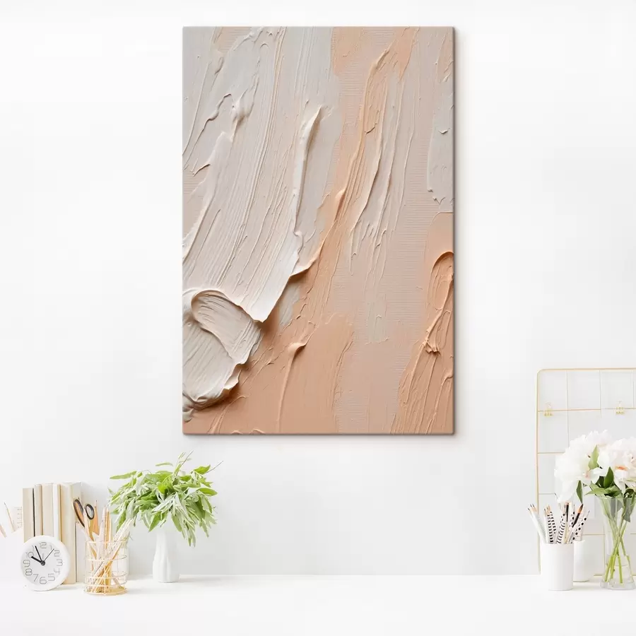  Peintures Coups de pinceau texturés aux tons pastel crème-beige s45871