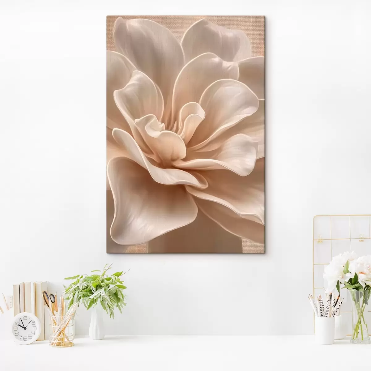  Peintures Grande fleur crème, pétales doux macro s45874