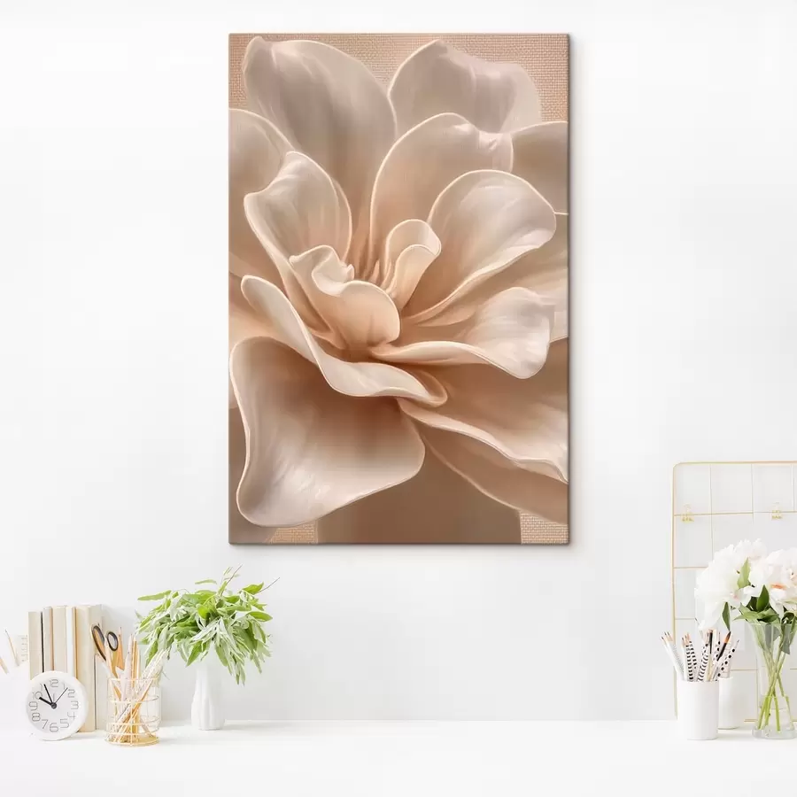  Schilderijen Grote crèmekleurige bloem, zachte bloemblaadjes macro s45874