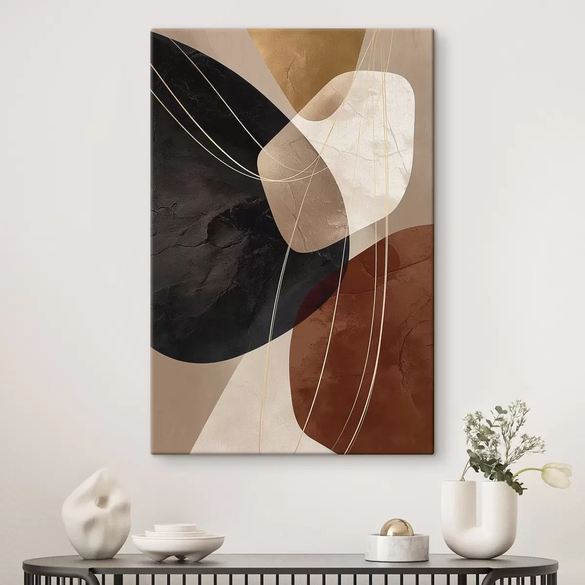  Peintures Formes géométriques dans une palette chaleureuse, lignes fines s45879