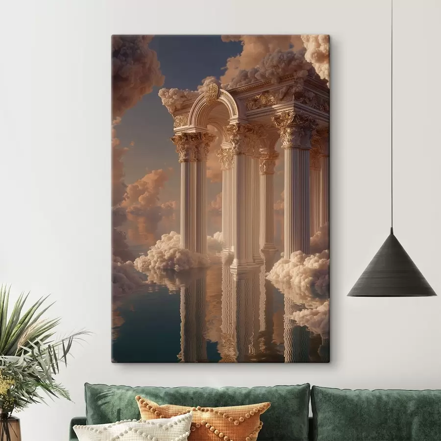  Peintures Colonnes dans les nuages, reflets sur l'eau s45881