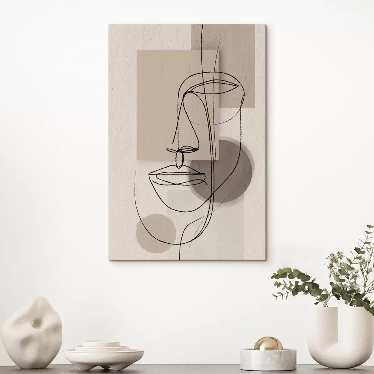  Peintures Portrait en ligne sur des formes géométriques beiges s45886