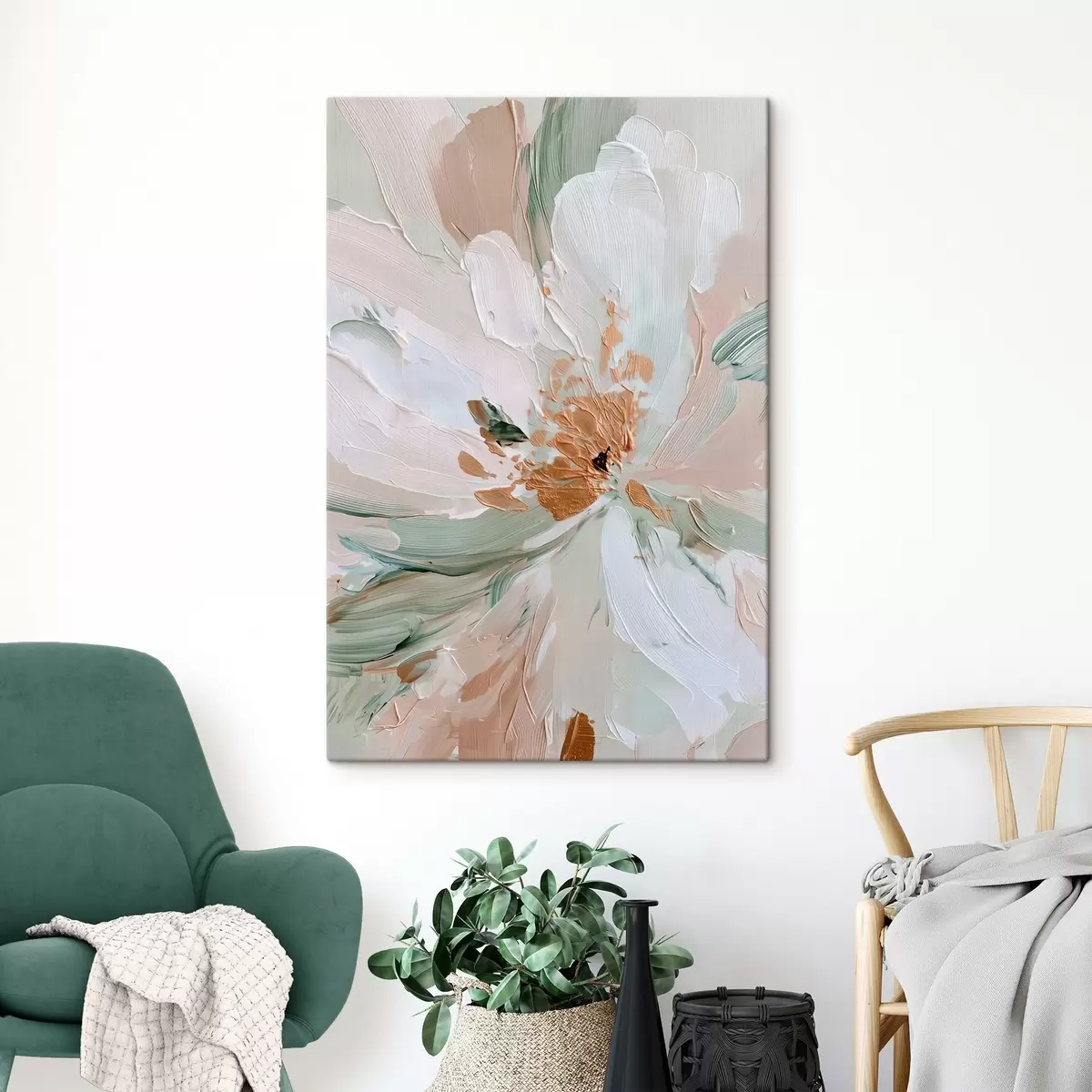  Schilderijen Pastelkleurige bloem met gele accenten s45900