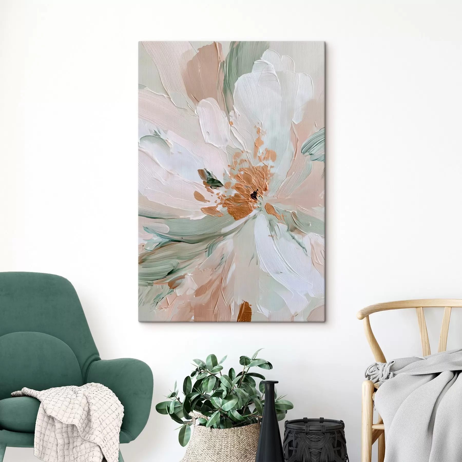  Peintures Fleur pastel à l'empâtement avec des accents jaunes s45900