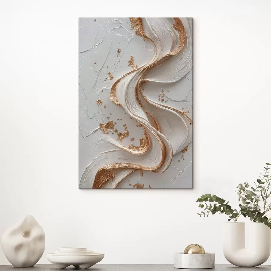  Peintures Traits texturés blancs et jaunes avec accents métalliques s45906