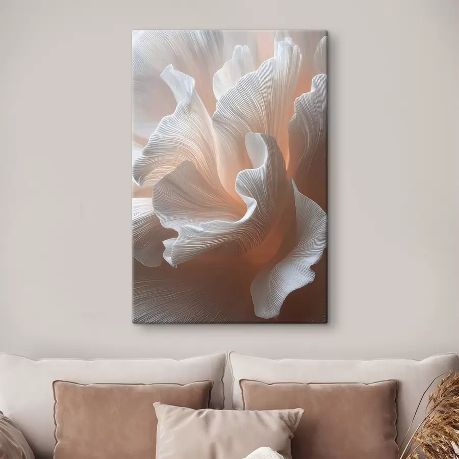  Peintures Pétales blancs aériens avec une lueur pêche chaude s45909