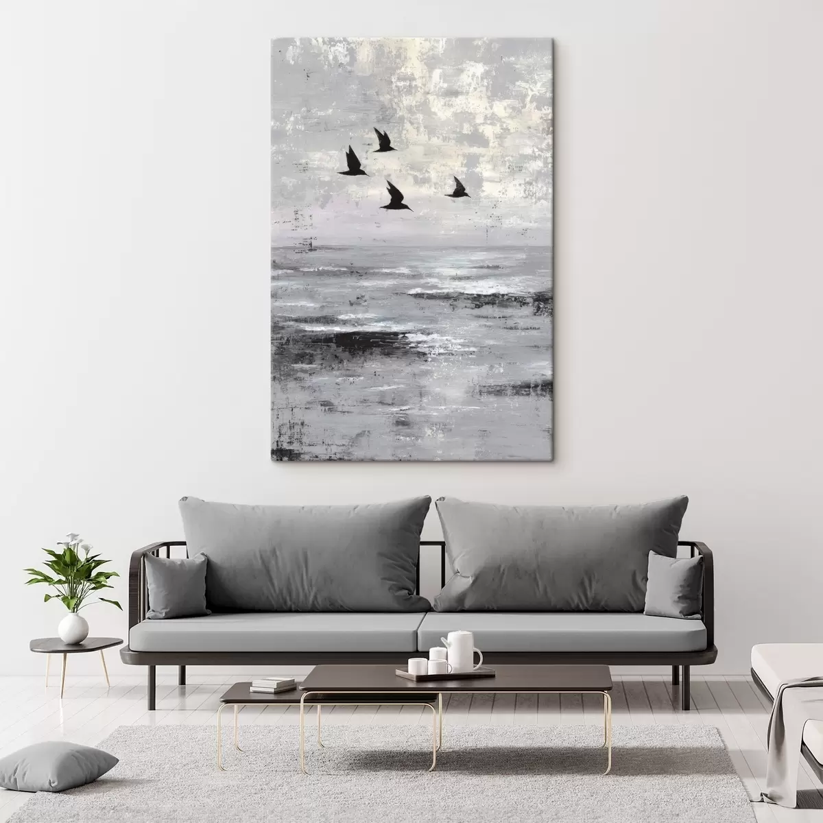  Schilderijen Abstract landschap met vogels s45988