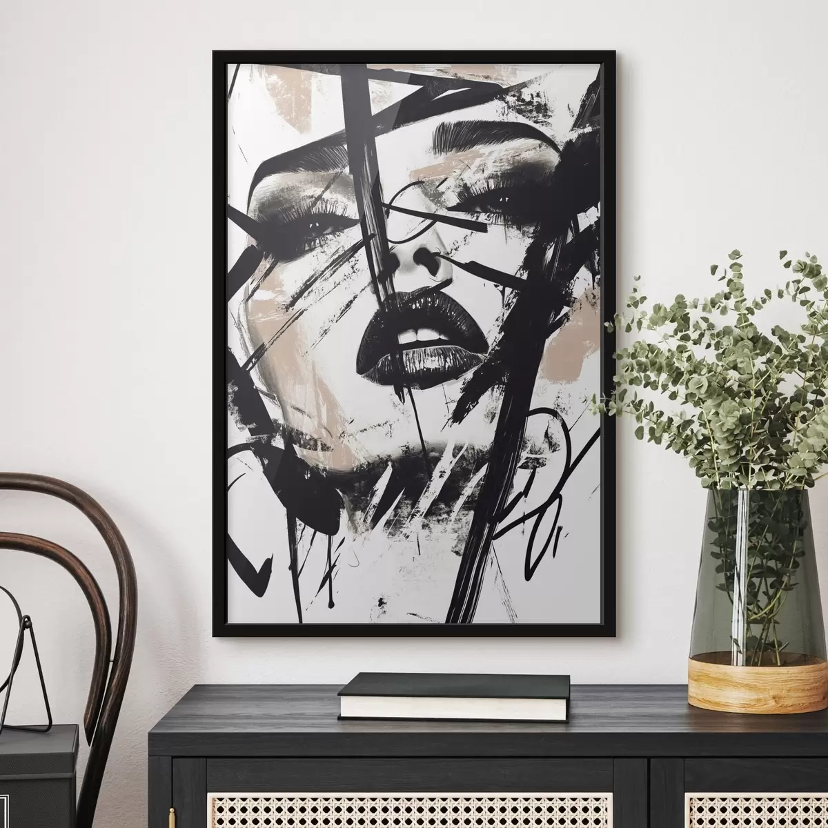 Poster Abstract portret van een vrouw in graffitistijl f45777