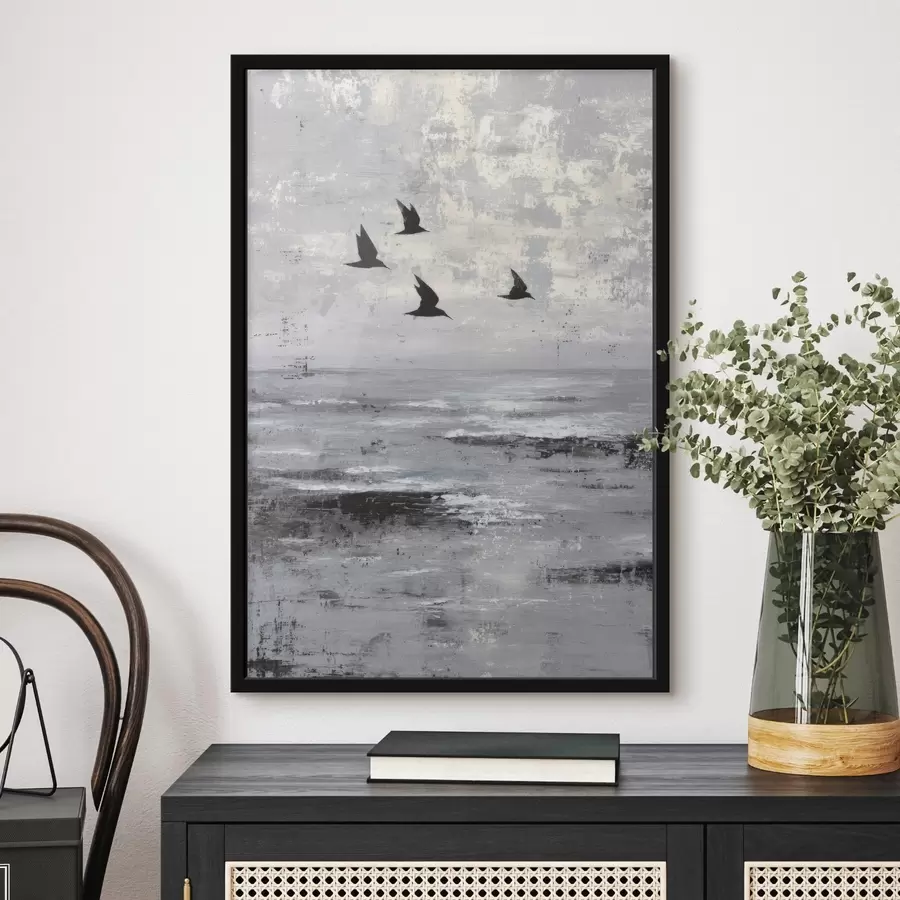 Fotobehang Abstract landschap met vogels f45988