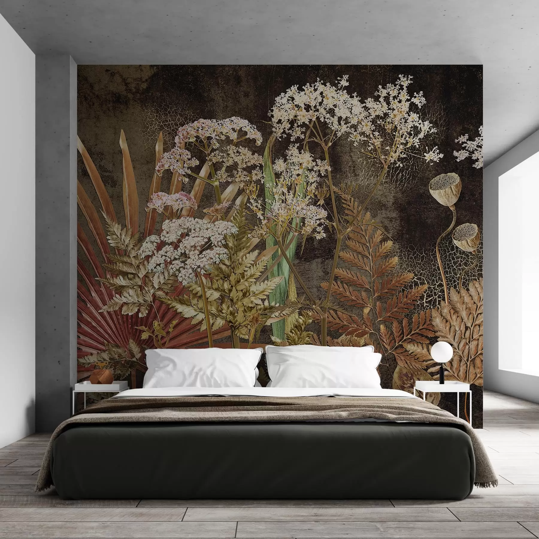 Fotobehang Herbarium op een donkere achtergrond w09323