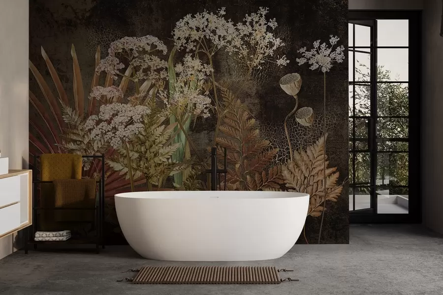 Papier peint photo Herbier sur fond sombre w09323