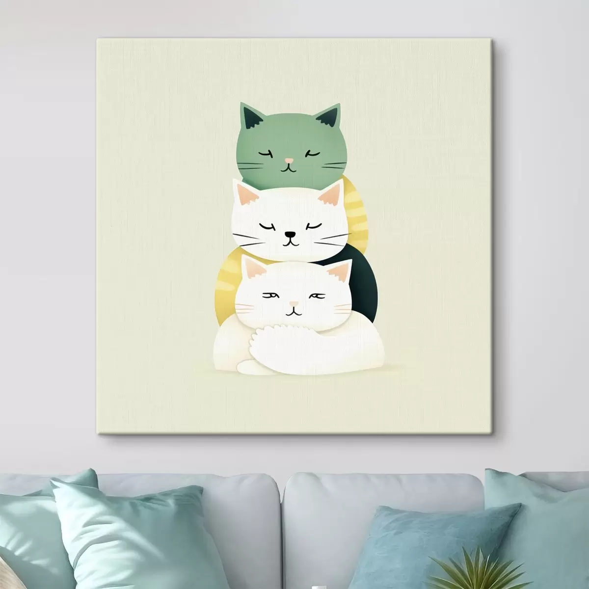  Peintures Composition de trois chats dans un style animé s45734