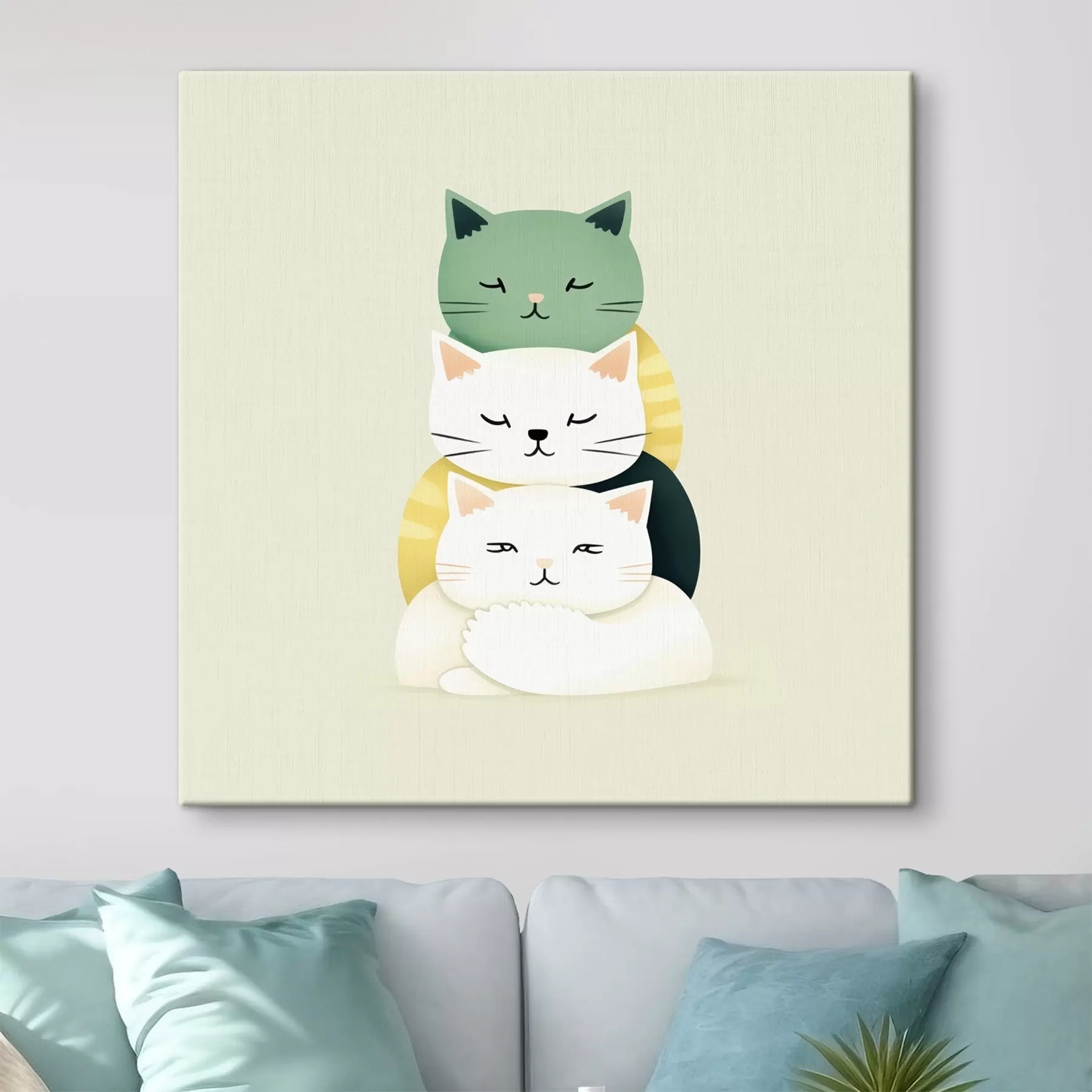  Peintures Composition de trois chats dans un style animé s45734