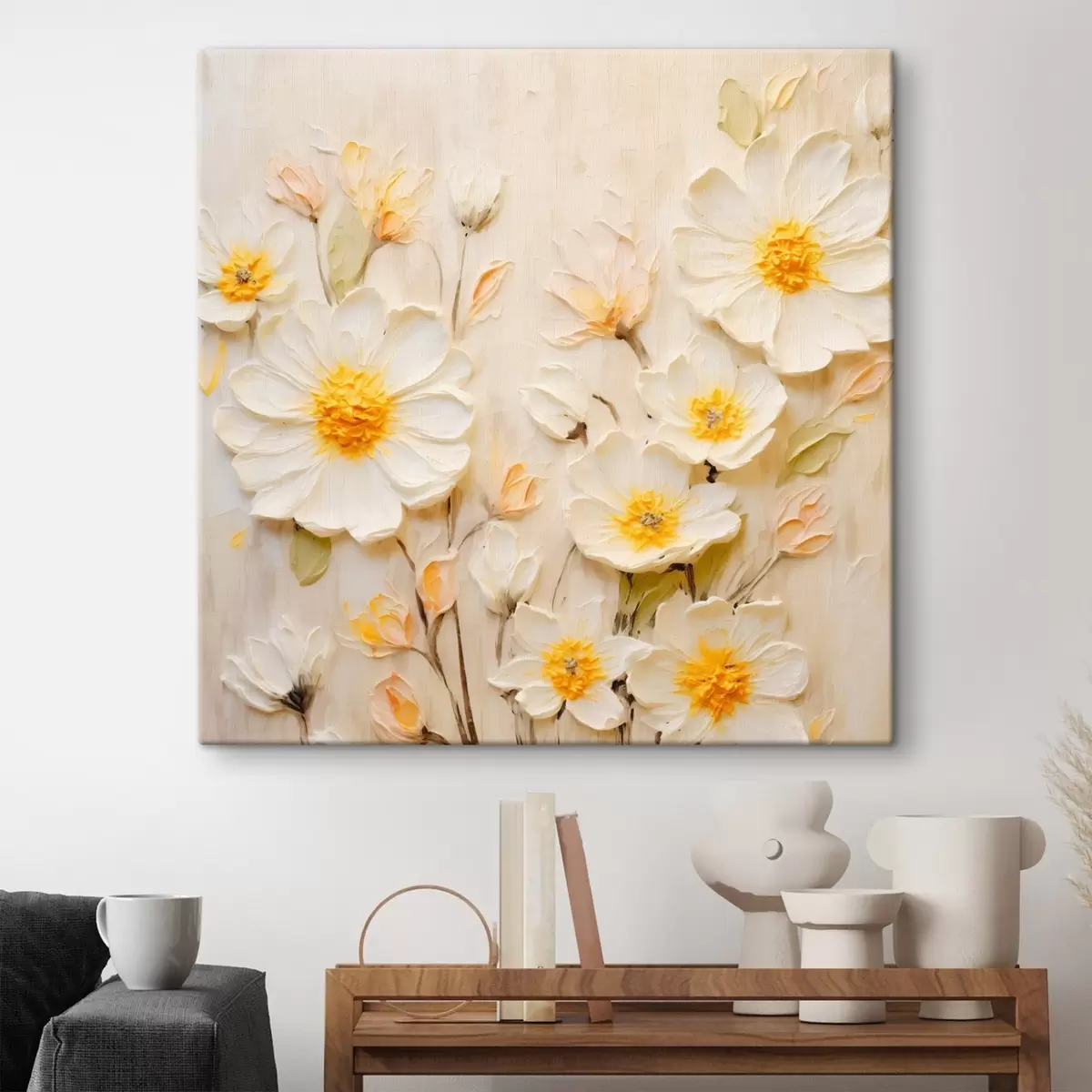  Schilderijen Bloemen in pasteltinten in olieverfstijl s45742