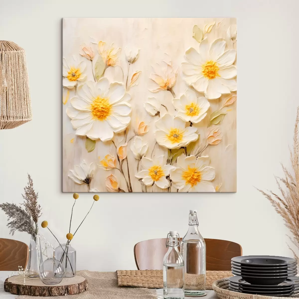  Schilderijen Bloemen in pasteltinten in olieverfstijl s45742