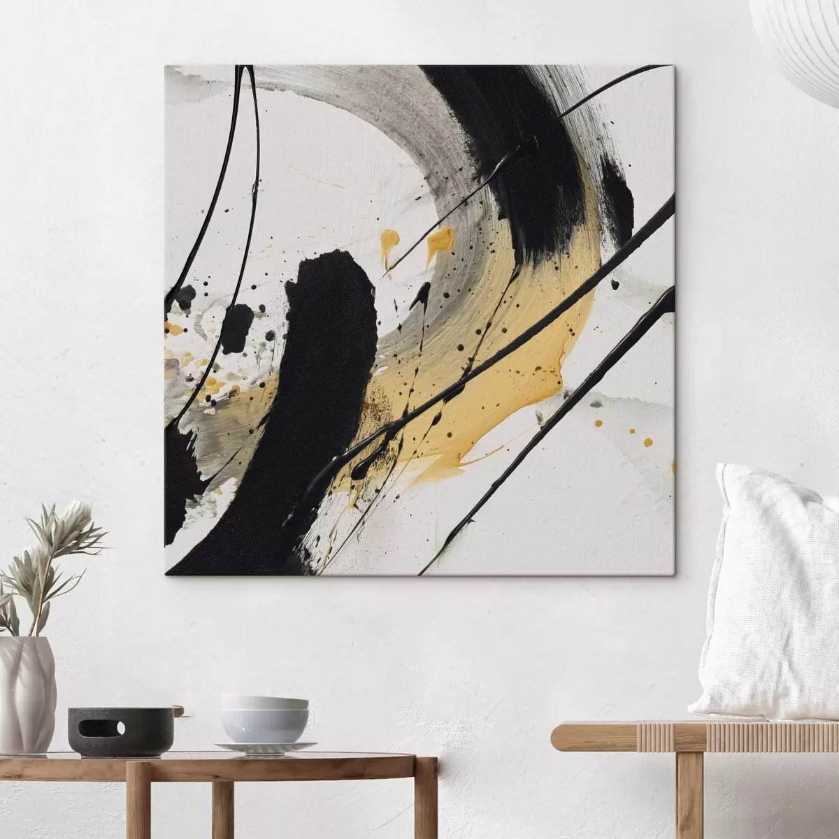  Peintures Expression en noir et jaune dans le style pictural s45847