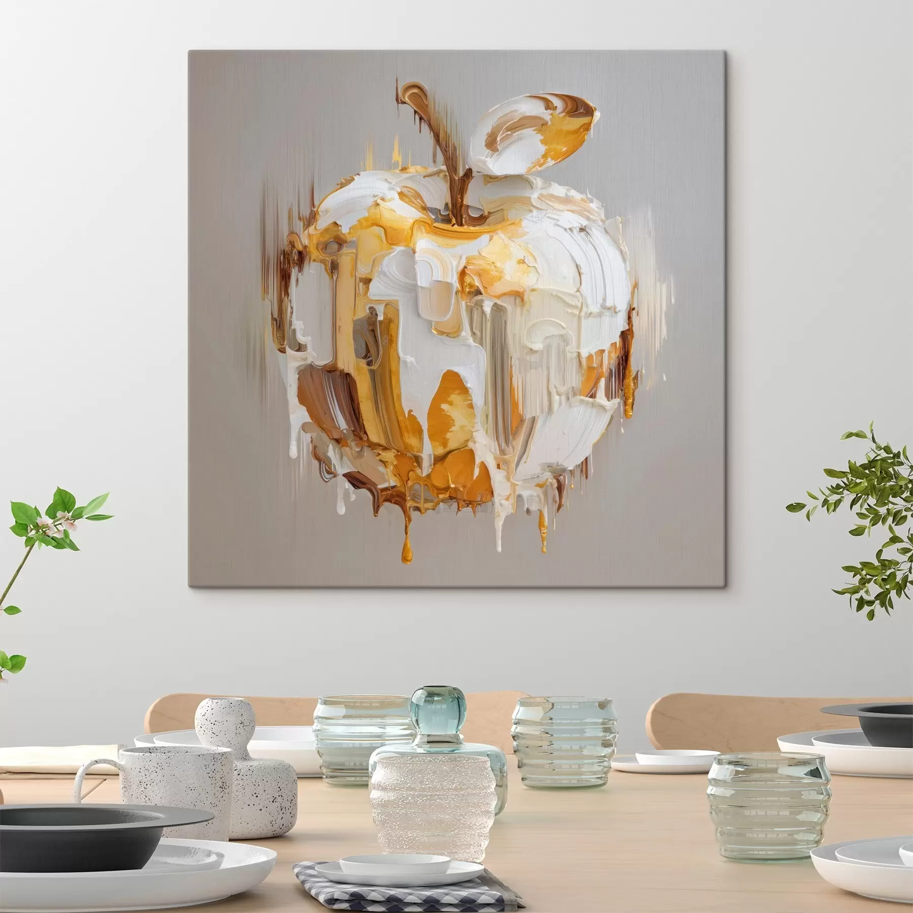  Schilderijen Appel met gesmolten verfeffect s45862