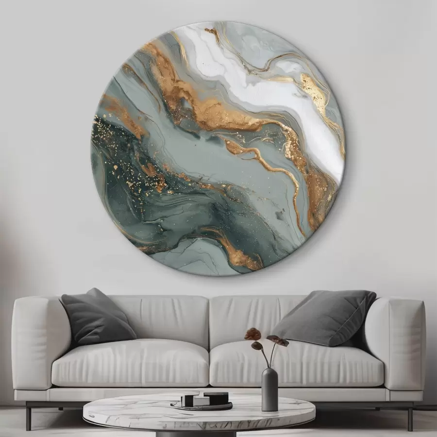  Peintures Abstraction avec des stries vert foncé et grises r45858