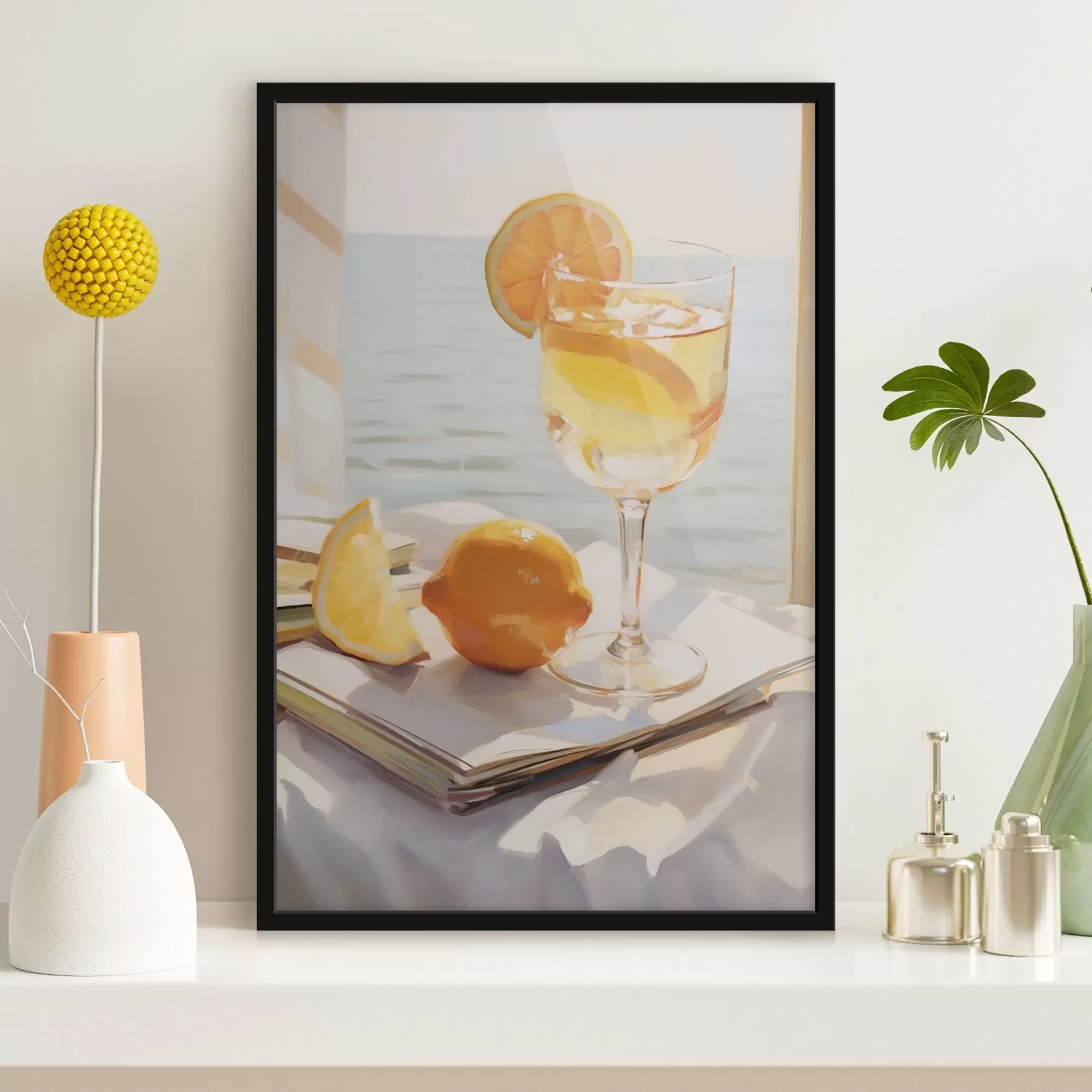 Papier peint photo Un cocktail dans un verre près de la fenêtre f46064