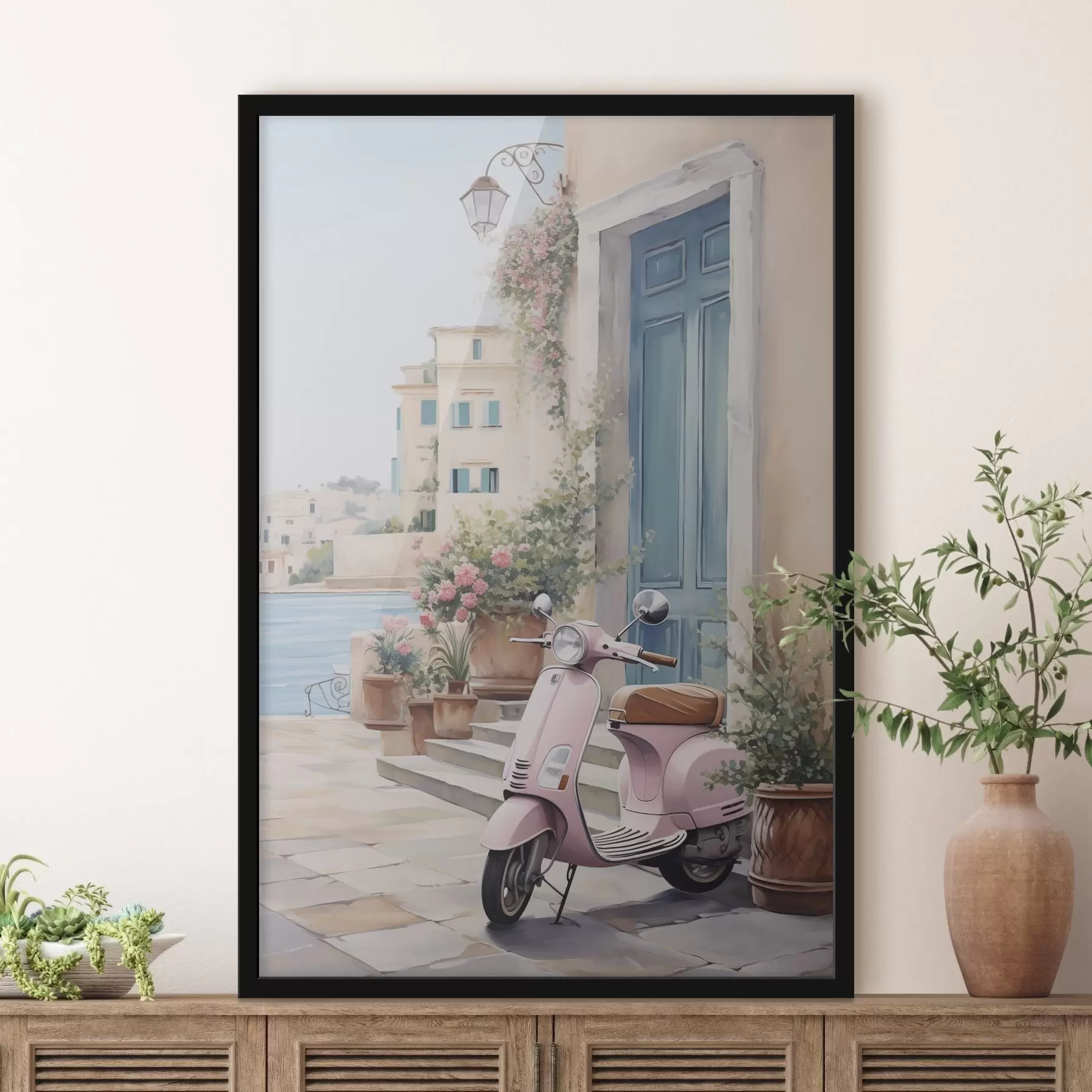 Papier peint photo Un scooter devant une maison f46065