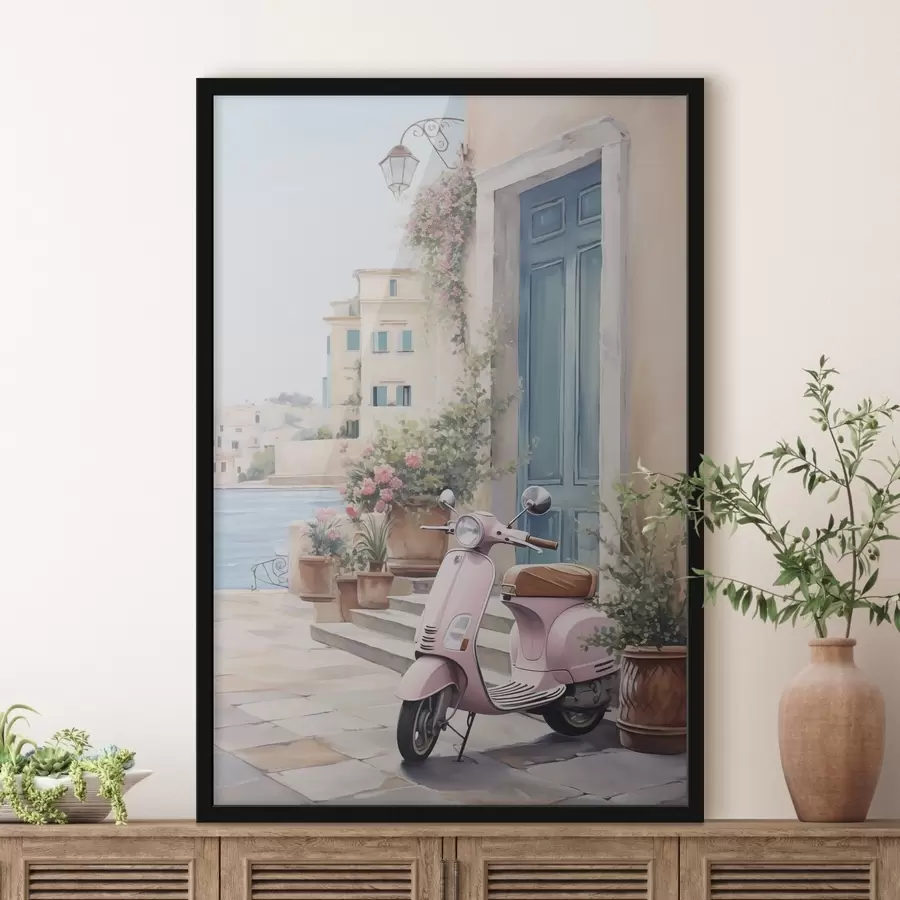 Papier peint photo Un scooter devant une maison f46065