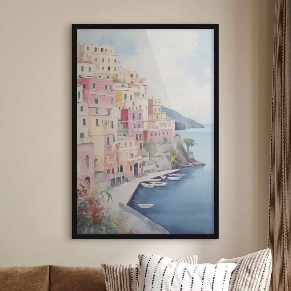 Poster Huizen aan de zeebaai f46066