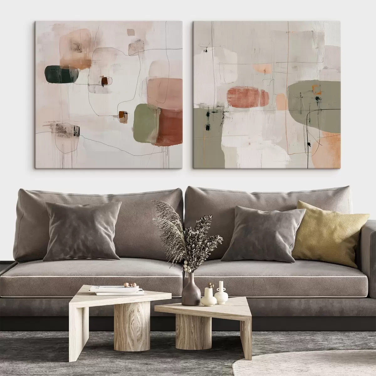  Peintures Composition pastel dans des tons neutres m00745