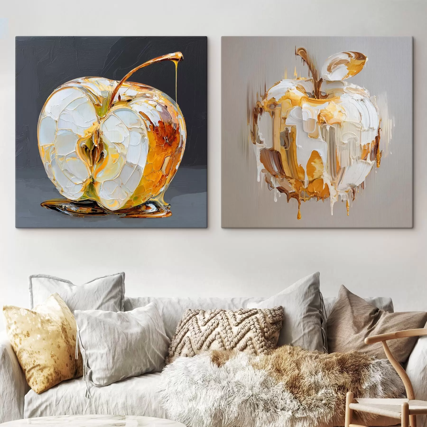  Peintures Abstraction avec pomme dans une interprétation moderne m00746