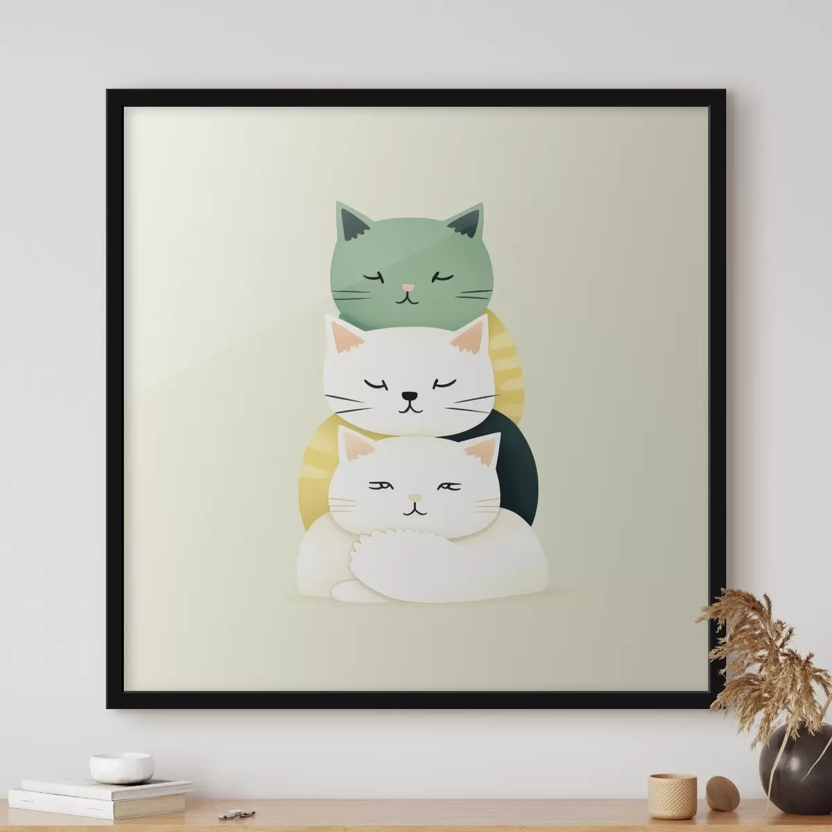 Poster Compositie van drie katten in animatiestijl f45734