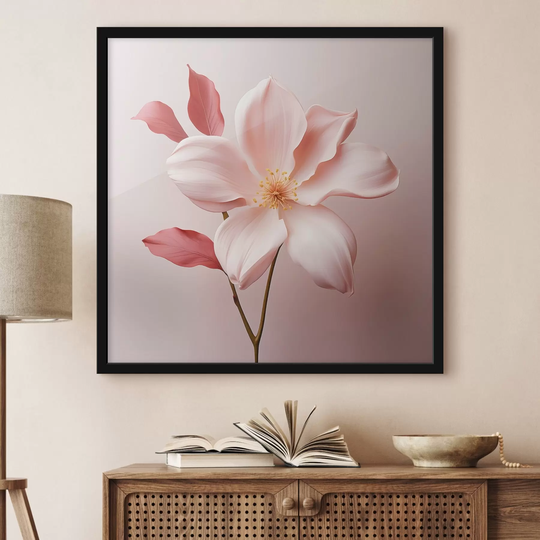 Papier peint photo Magnolia rose dans un style minimaliste f45735