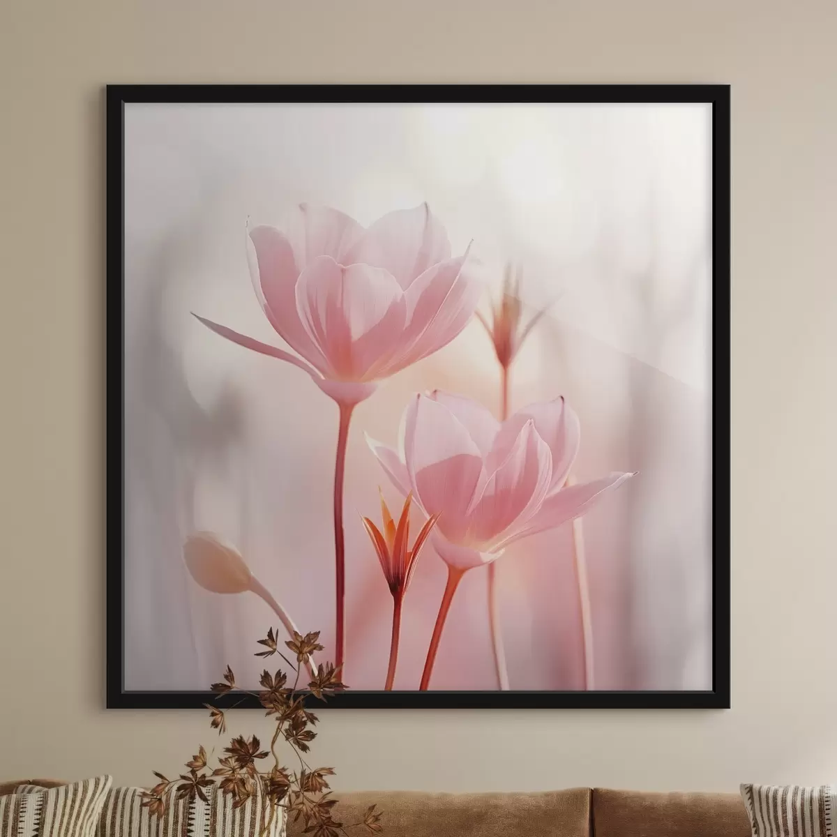 Poster Artistiek canvas met bloemmotieven in minimalistische stijl f45736