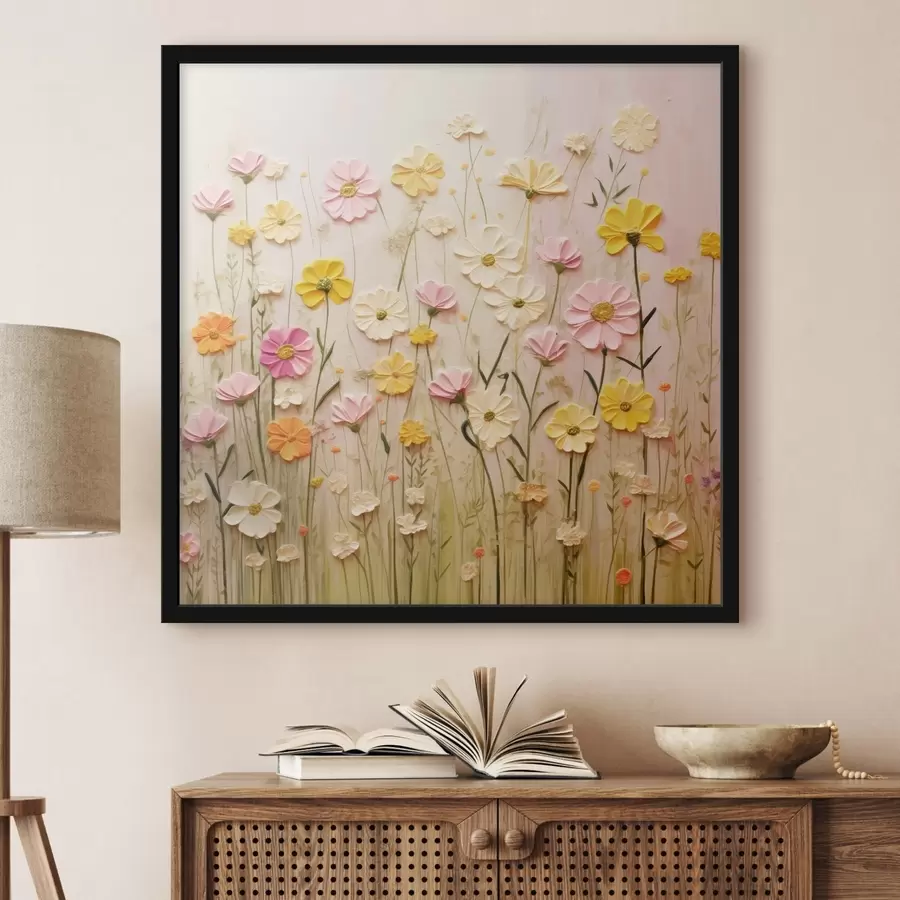 Papier peint photo Champ de fleurs en peinture à l'huile f45739