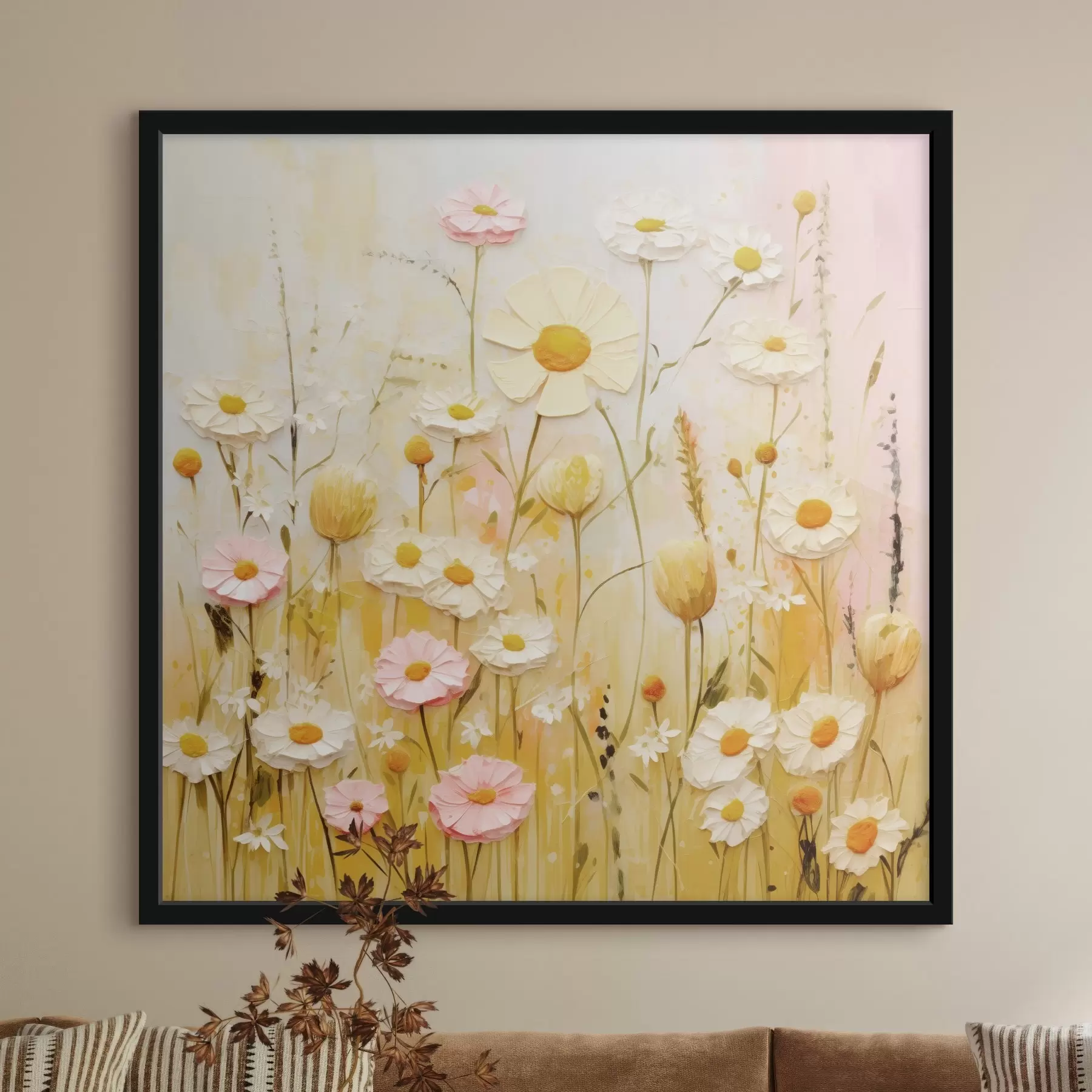 Fotobehang Weidebloemen in olieverfstijl f45741