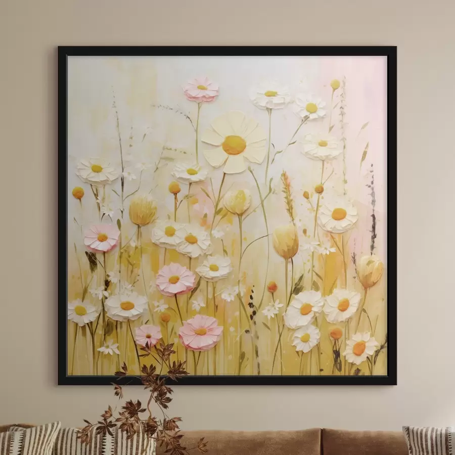 Fotobehang Weidebloemen in olieverfstijl f45741
