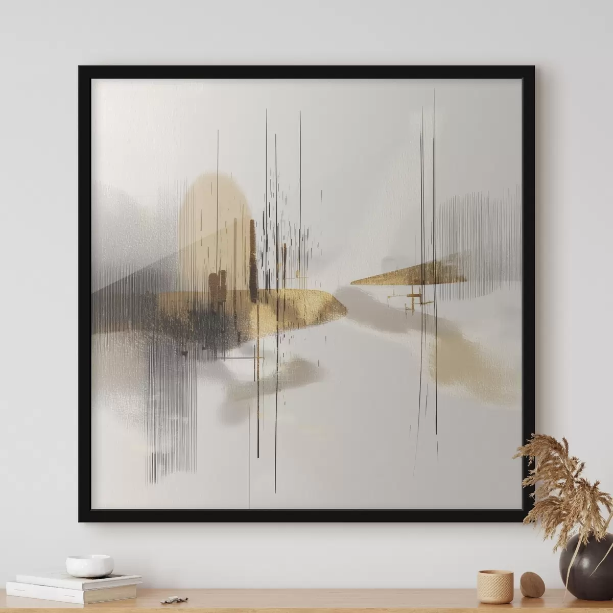 Poster Rustige kust in minimalistische grafische stijl f45849