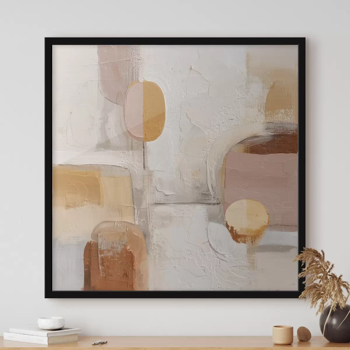 Poster Abstract minimalisme in beige-oranje tinten f45864