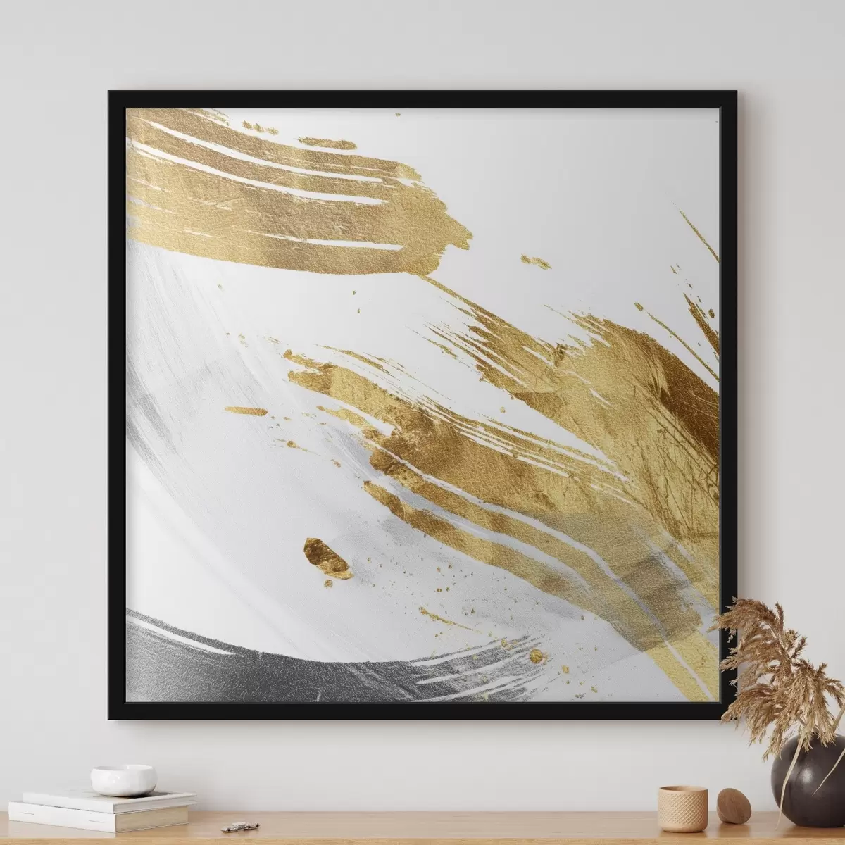 Affiche Coups dynamiques dans des tons blancs et jaune-gris f45866