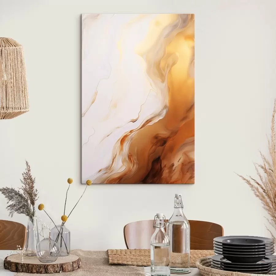  Peintures Imitation de peinture abstraite avec des couleurs blanches et orange, art fluide avec des lignes ondulées, art moderne s45939