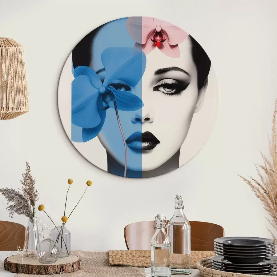  Peintures Portrait abstrait d'une femme avec des orchidées r45924