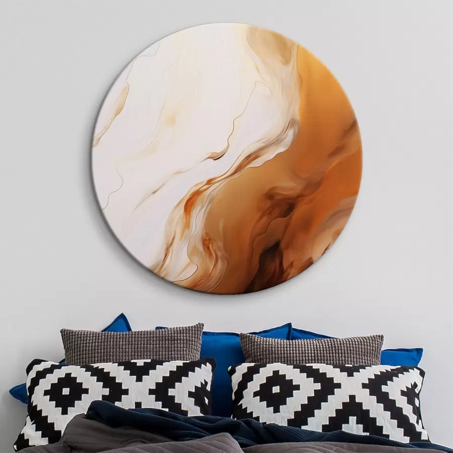  Schilderijen Abstracte schilderkunst imitatie met witte en oranje kleuren, vloeiende kunst met golvende lijnen, moderne kunst r45939