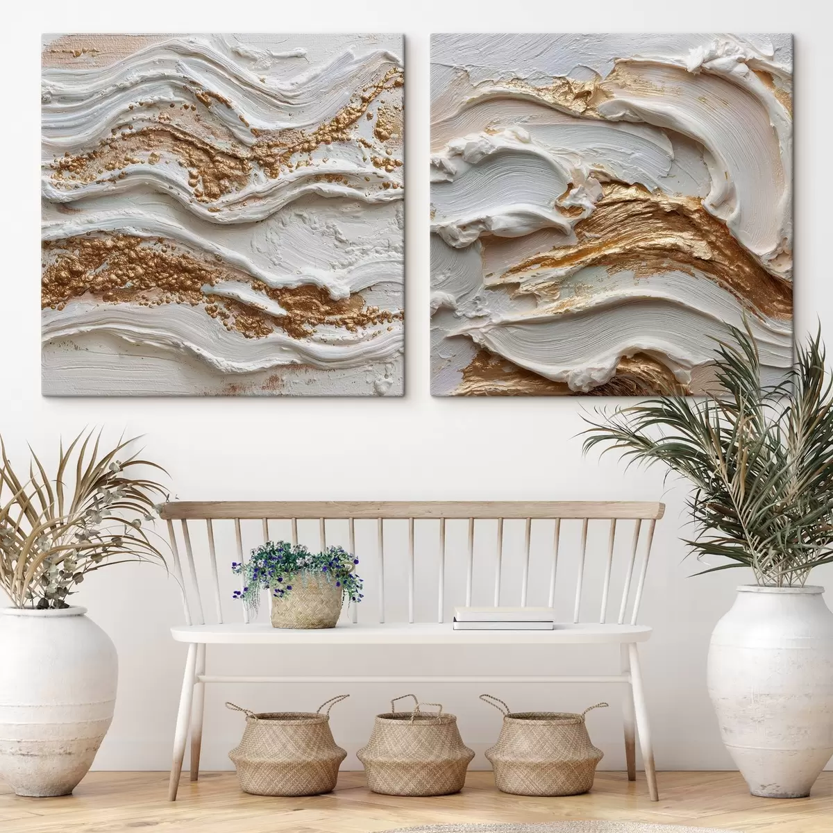  Schilderijen Volumetrische abstractie met witte en gele streken m00742